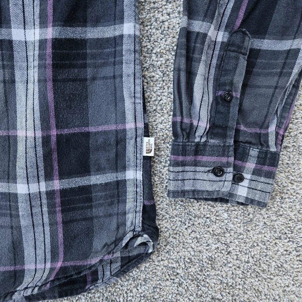 The North Face Arroyo Lightweight Flannel Shirt Black Purple Plaid Men's Large
